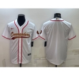 Men's Washington Commanders Blank White With Patch Cool Base Stitched Baseball Jersey