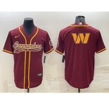 Men's Washington Commanders Burgundy Team Big Logo With Patch Cool Base Stitched Baseball Jersey