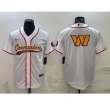 Men's Washington Commanders White Team Big Logo With Patch Cool Base Stitched Baseball Jersey