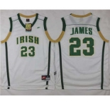 Fighting Irish High School #23 LeBron James White Stitched Basketball Jersey