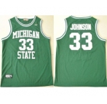 HC Michigan State #33 Magic Johnson Green College Hardwood Legends Basketball Jerseys