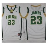 High School #23 LeBron James White Irish High School Stitched Basketball Jersey