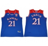 Kansas Jayhawks #21 Joel Embiid Royal Blue Basketball Stitched NCAA Jersey