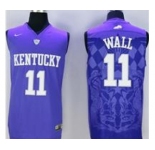 Kentucky Wildcats #11 John Wall Blue Basketball Stitched NCAA Jersey