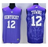 Kentucky Wildcats #12 Karl-Anthony Towns Blue Basketball Stitched NCAA Jersey