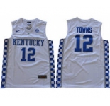 Kentucky Wildcats #12 Karl-Anthony Towns White Basketball Elite Stitched NCAA Jersey
