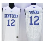 Kentucky Wildcats #12 Karl-Anthony Towns White Basketball Stitched NCAA Jersey