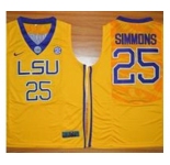 LSU Tigers #25 Ben Simmons Gold Basketball Stitched NCAA Jersey