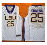 LSU Tigers #25 Ben Simmons White Basketball Stitched NCAA Jersey