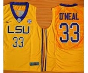 LSU Tigers #33 Shaquille O'Neal Gold Basketball Stitched NCAA Jersey