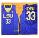 LSU Tigers #33 Shaquille O'Neal Purple Basketball Stitched NCAA Jersey