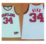Maryland Terrapins #34 Len Bias White Basketball Stitched NCAA Jersey