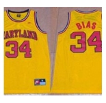 Maryland Terrapins #34 Len Bias Yellow Basketball Stitched NCAA Jersey