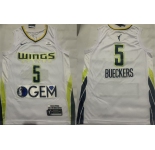 Men's Dallas Wings #5 Paige Bueckers White 2025 Stitched Basketball Jersey