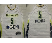 Men's Dallas Wings #5 Paige Bueckers White 2025 Stitched Basketball Jersey