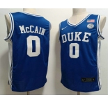 Men's Duke Blue Devils #0 Jared McCAIN Blue College Basketball Jersey