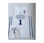 Men's Duke Blue Devils #1 Zion Williamson White College Basketball Jersey