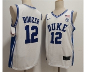 Men's Duke Blue Devils #12 Cameron Boozer White Stitched Basketball Jerseys