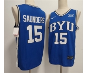 Men's Duke Blue Devils #15 Richie Saunders Blue Stitched Basketball Jersey
