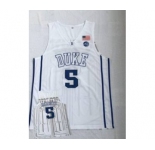 Men's Duke Blue Devils #5 R.J. Barrett White College Basketball Jersey