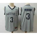 Men's Georgetown Hoyas #3 Allen Iverson Gray College Basketball Nike Jersey