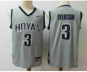 Men's Georgetown Hoyas #3 Allen Iverson Gray College Basketball Nike Jersey
