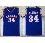 Men's Kansas Jayhawks #34 Paul Pierce Royal Blue College Basketball Retro Swingman Stitched NCAA Jersey