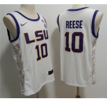 Men's LSU Tigers #10 Angel Reese White Stitched Jersey