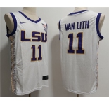 Men's LSU Tigers #11 Hailey Van Lith White Stitched Jersey