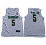 Men's Michigan State Spartans #5 Cassius Winston White 2019 Stitched College Basketball Jersey