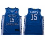 Men's North Carolina #15 Vince Carter Blue Stitched College Basketball Jersey