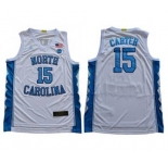 Men's North Carolina #15 Vince Carter White Stitched College Basketball Jersey