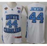 Men's North Carolina Tar Heels #44 Justin Jackson White Final Four Patch College Basketball 2017 Brand Jordan Swingman Stitched NCAA Jersey