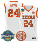 Men's Texas Longhorns #24 Clarissa Davis White 2025 Sec Women’s Final Four Patch Stitched Basketball Jersey
