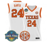 Men's Texas Longhorns #24 Clarissa Davis White 2025 Sec Women’s Final Four Patch Stitched Basketball Jersey