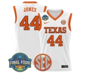 Men's Texas Longhorns #44 Taylor Jones White 2025 Sec Women’s Final Four Patch Stitched Basketball Jersey