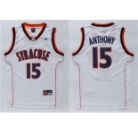 Orange #15 Carmelo Anthony White Basketball Stitched NCAA Jersey