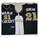 Wake Forest Demon Deacons #21 Tim Duncan Black Basketball Stitched NCAA Jersey
