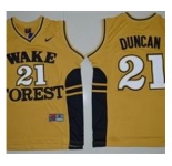 Wake Forest Demon Deacons #21 Tim Duncan Gold Basketball Stitched NCAA Jersey