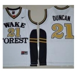 Wake Forest Demon Deacons #21 Tim Duncan White Basketball Stitched NCAA Jersey