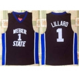 Weber State Wildcats #1 Damian Lillard Black College Basketball Jersey