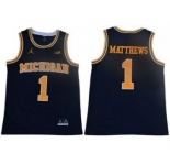 Wolverines #1 Charles Matthews Navy Blue Jordan Brand Limited Stitched College Basketball Jersey