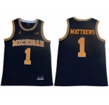 Wolverines #1 Charles Matthews Navy Blue Jordan Brand Stitched College Basketball Jersey