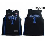 Youth Duke Blue Devils #1 Zion Williamson Black Elite Stitched College Basketball Jersey