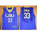 Youth LSU Tigers #33 Shaquille O'Neal Purple Basketball Stitched NCAA Jersey