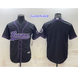 Men's Baltimore Ravens Customized Black With Patch Cool Base Stitched Baseball Jersey