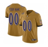 Men's Baltimore Ravens Customized Gold Stitched Football Limited Inverted Legend Jersey