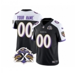 Men's Nike Baltimore Ravens Active Player Custom Black White 2023 F.U.S.E Throwback Vapor Limited Stitched Jersey