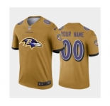 Men's Ravens Custom Gold Football Team Big Logo Fashion Vapor Limited Jersey