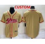 Men's San Francisco 49ers Custom Gold Stitched MLB Cool Base Nike Baseball Jersey